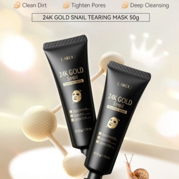 LAIKOU 24K Gold Sakura Peeling Face Mask AntiWrinkle Whitening Blackhead Removal - Picture 2 of 15